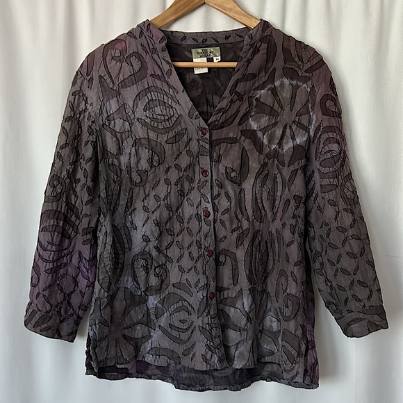 The Territory Ahead Tops - The Territory Ahead Boho Dark Purple Long Sleeve Blouse Shirt Top **Size M**💜💜